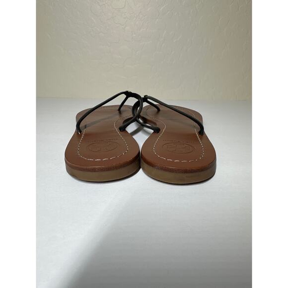 Tory Burch Terra Thong Flip-Flop Sandals Patent Leather Black Brown Size 7.5 - Picture 8 of 9